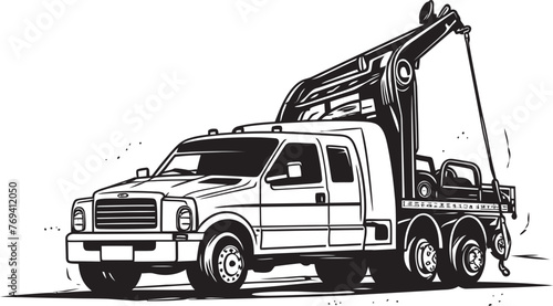Efficient Recovery Black Emblem on Tow Truck Safety First Tow Truck with Black Vector Logo