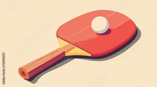 Ping pong paddle ball flat cartoon vactor 