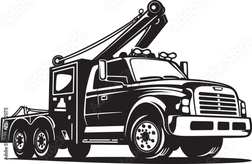 Highway Helpers Black Vector Icon on Tow Truck City Saviors Tow Truck with Sleek Black Emblem