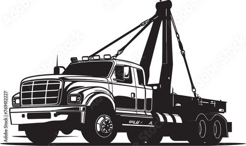 Dependable Assistance Black Emblem Tow Truck Roadside Relief Tow Truck with Sleek Black Vector