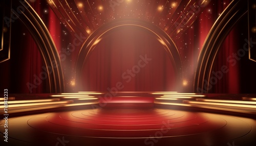 Obraz na płótnie Red golden ceremony award stage venue background. w salonie