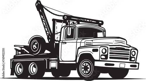 Highway Rescue Tow Truck with Bold Black Emblem City Savior Tow Truck with Sleek Black Design