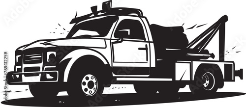 Swift Support Black Logo Design on Tow Truck Reliable Recovery Tow Truck with Black Vector Icon