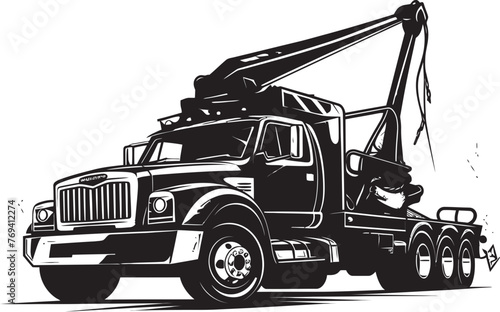 Urban Lifeline Tow Truck with Striking Black Logo Highway Helper Black Vector Design on Tow Truck