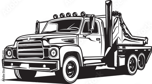 Urban Guardian Tow Truck with Bold Black Logo Highway Hero Black Vector Icon on Tow Truck