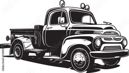Highway Hero Black Vector Icon on Tow Truck City Savior Tow Truck with Sleek Black Emblem