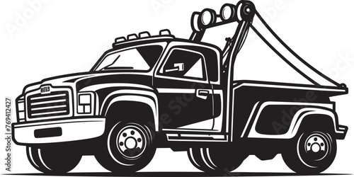 Swift Support Tow Truck with Black Vector Logo Dependable Recovery Black Emblem on Tow Truck