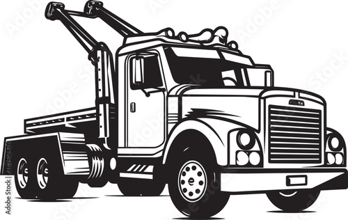 Highway Hero Tow Truck with Iconic Black Emblem Urban Savior Black Vector Icon on Tow Truck