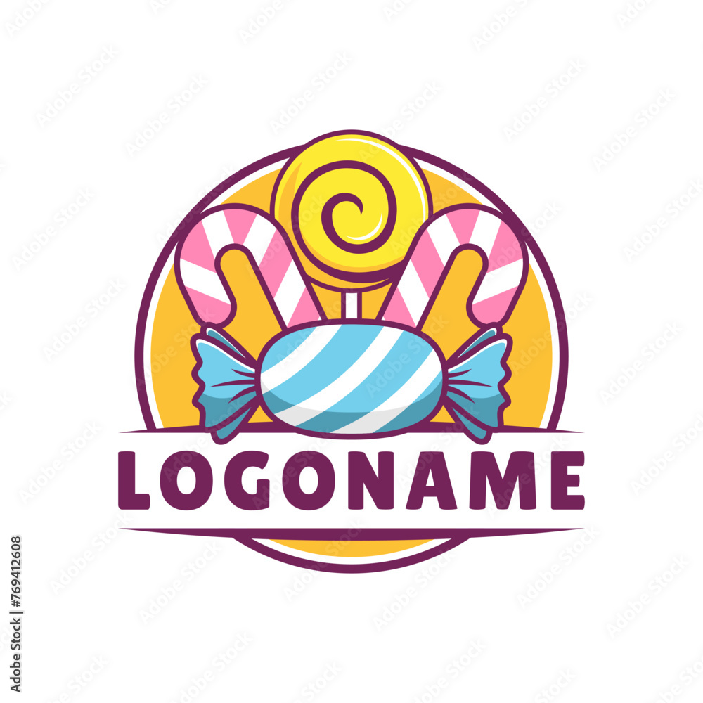 Candy shop logo template, suitable for candy shop and cafe Candy shop logo template, suitable for candy shop and cafe