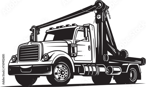 Safety Patrol Tow Truck with Black Vector Icon Urban Hero Black Logo Design on Tow Truck