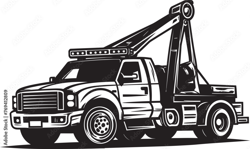 Emergency Evacuation Black Vector Icon on Tow Truck Urban Guardian Tow Truck featuring Black Emblem Emergency Evacuation Black Vector Icon on Tow Truck Urban Guardian Tow Truck featuring Black Emblem