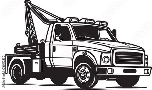 Roadside Rescue Tow Truck featuring Black Emblem Urban Hero Black Logo Design on Tow Truck