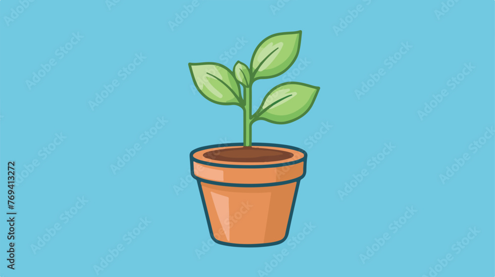 Plant in pot icon image flat cartoon vactor illustr