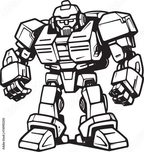 Cybernetic Fusion Black Emblem on Robot Weapon Mechanical Mastery Transforming Weapon with Sleek Black Vector