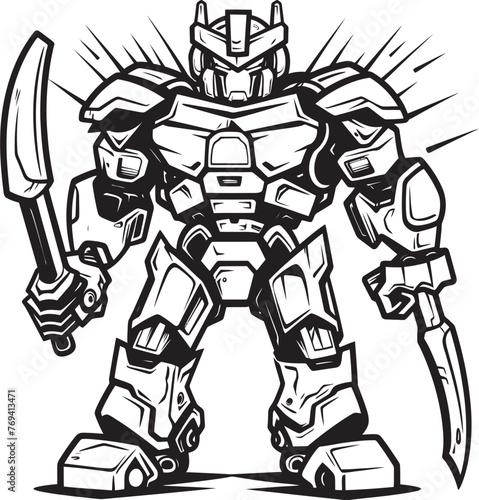 Wallpaper Mural Tech Convergence Transforming Weapon with Sleek Black Design Cyber Warrior Black Emblem on Transforming Robot Torontodigital.ca