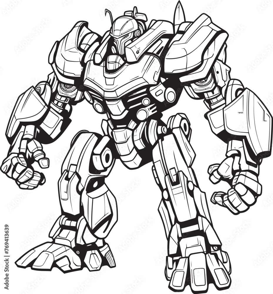 Mecha Marvel Black Emblem on Transforming Robot Tech Titan Black Logo Design on Robot Weapon Mecha Marvel Black Emblem on Transforming Robot Tech Titan Black Logo Design on Robot Weapon