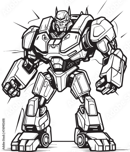 Wallpaper Mural Mecha Manifest Black Emblem on Weaponized Robot Tech Innovator Transforming Weapon with Sleek Black Design Torontodigital.ca