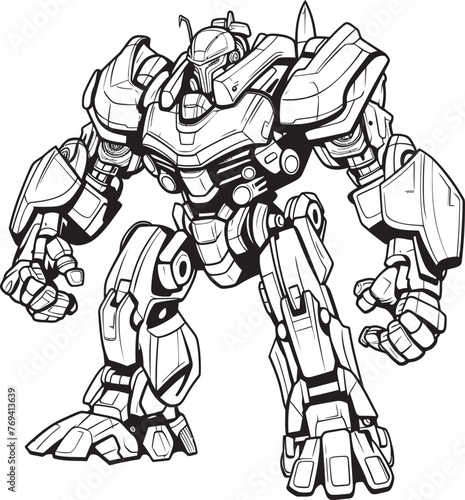 Wallpaper Mural Mecha Marvel Black Emblem on Transforming Robot Tech Titan Black Logo Design on Robot Weapon Torontodigital.ca