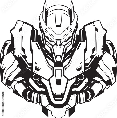 Robotic Renegade Black Emblem on Weaponized Robot Mechanical Fusion Transforming Weapon with Bold Black Design