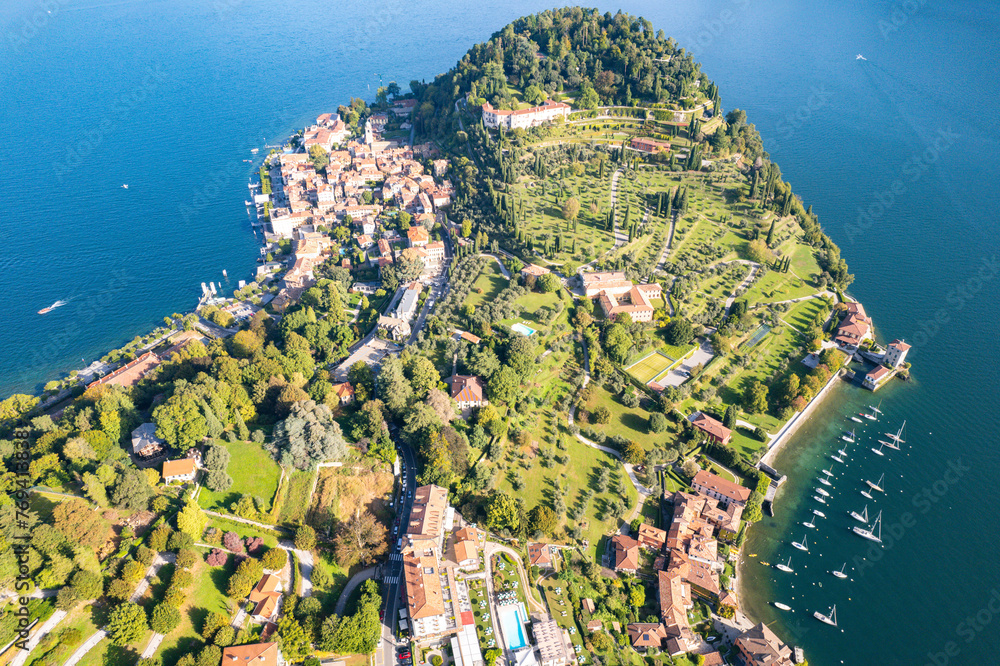 Bellagio, Italy - Aerial view of the beautiful Italian village of Bellagio on lake Como in northern Italy
