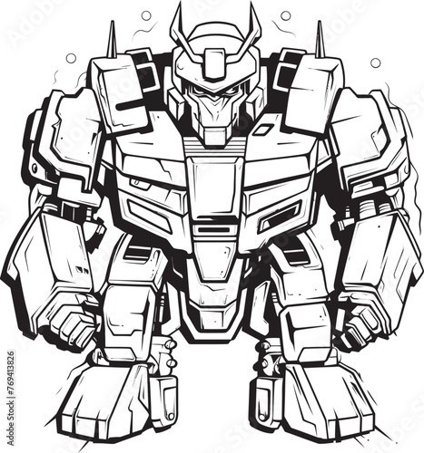 Wallpaper Mural Mecha Matrix Black Logo Design on Weaponized Robot Tech Vanguard Transforming Weapon with Striking Black Emblem Torontodigital.ca