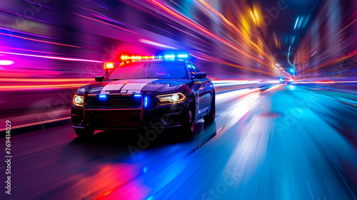 .A dynamic shot of a police car in action the whole picture in focus © Samvel
