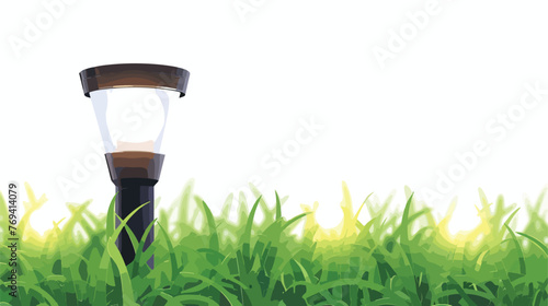 Led lamp on the grass.. Flat vector isolated on white