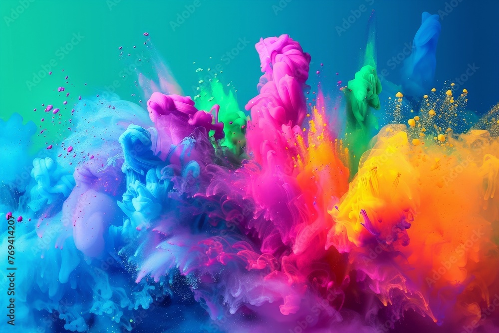 Color bombs explode bright background, HD, Generative Ai