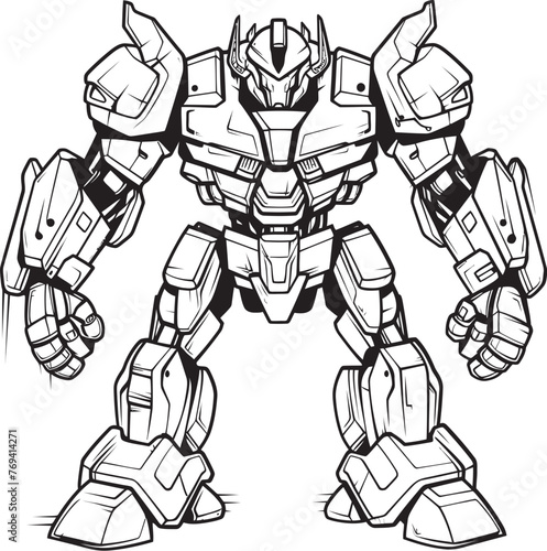 Cybernetic Fusion Robot Morphing into Black Design Tech Arsenal Transforming Weapon with Vector Icon