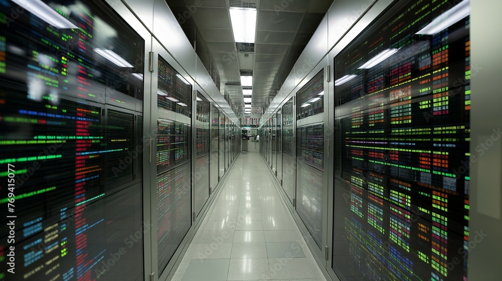A Close-up of A Row of Servers In A Data Center. 