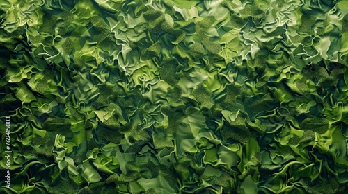 A detailed view of a green camouflage pattern backdrop with a fabric-like texture, background, wallpaper