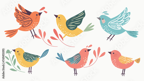 Magic Birds Flat vector