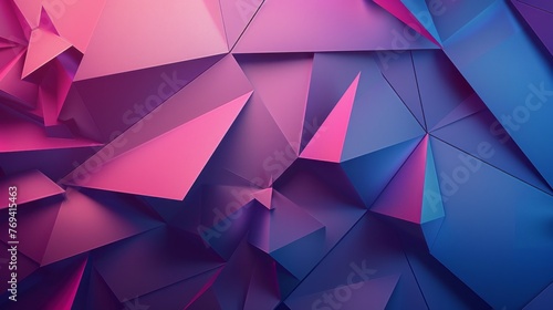 Futuristic 3d metal paper cut design with geometric shapes and gradient background in abstract pink, lilac, purple, blue, and dark tones - website banner or web effect illustratio photo