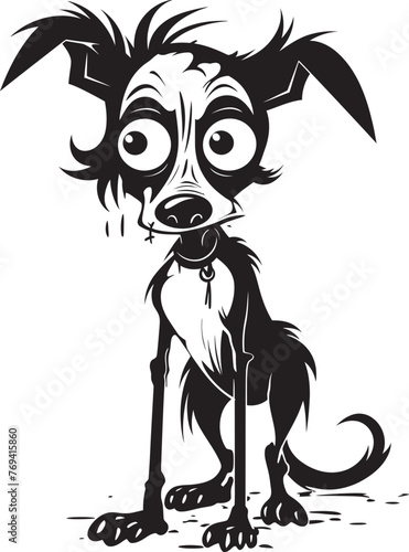 Ghostly Mutant Canine Sinister Black Vector Chilling Creepy Dog Black Emblem Design Icon