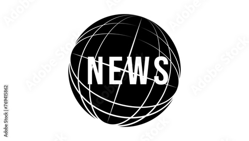 world news emblem, black isolated silhouette