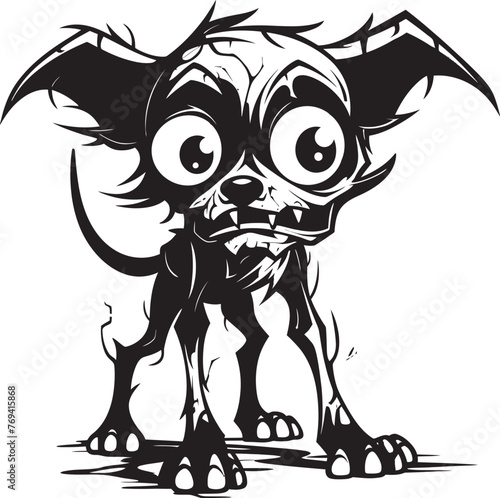Bizarre Zombie Hound Black Logo Design Icon Ghostly Mutant Canine Sinister Black Vector