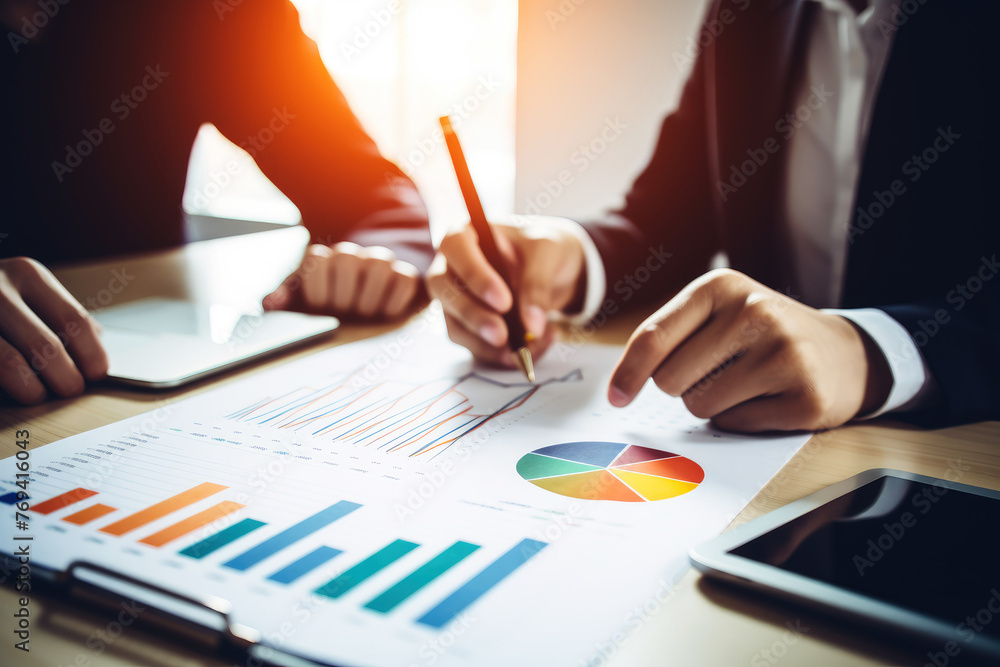 business people analysis cost graph on desk at office with generative ai business people analysis cost graph on desk at office with generative ai
