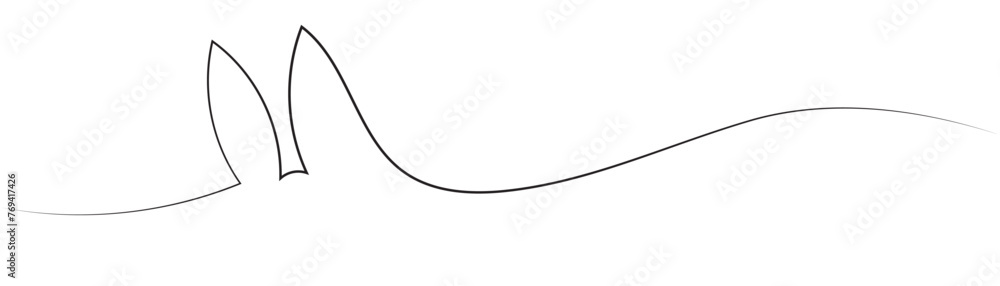 Easter Bunny Ears line art banner in scribble style hand drawn with continuous thin line, divider shape. Isolated on white background. Vector illustration Easter Bunny Ears line art banner in scribble style hand drawn with continuous thin line, divider shape. Isolated on white background. Vector illustration