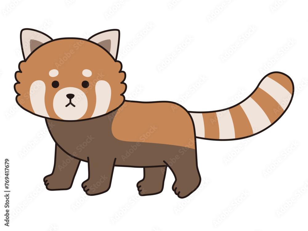 Obraz premium かわいいレッサーパンダのベクターイラスト。アイコン、動物