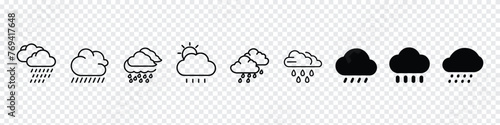 Rain Icon, Cloud rain icon, Hard Rain Icon, Rain Icon. Raining Symbol, cloud icon, Heavy rain vector icon on white background