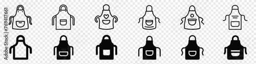 Apron icon, Kitchen apron protective garment icon, Black apron set isolated on white background, Apron editable stroke outline icon, Apron icon,  Clothing Uniform Chef