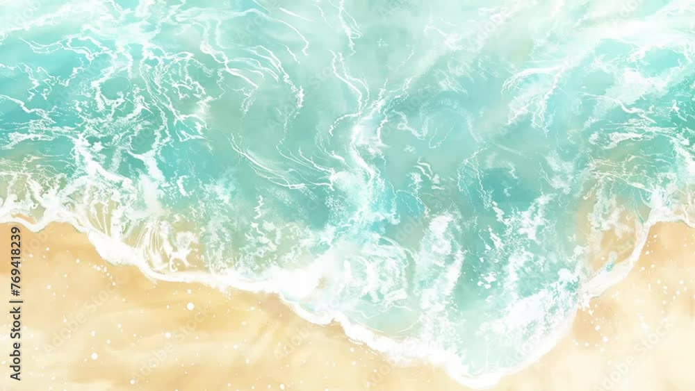 sea or ocean coast beach with water waves and sand. seamless looping overlay 4k virtual video animation background sea or ocean coast beach with water waves and sand. seamless looping overlay 4k virtual video animation background
