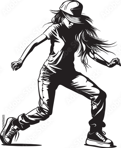 Chic Urban Dance Star Black Logo Design Vibrant Street Dance Icon Black Vector Emblem