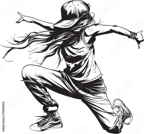 Fierce Female Hip Hop Queen Black Vector Icon Dynamic Modern Street Performer Black Logo Design © ROHIT