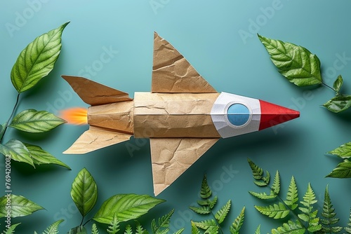 A makeshift rocket soars from its cardboard confines, a playful nod to innovation and the joy of simple pleasures photo