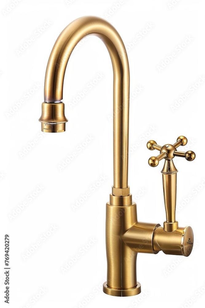 metal faucet in the kitchen, bathroom, and isolated on a white background