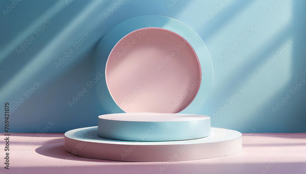 Background podium 3D product display stand platform abstract pastel light. Stage podium 3D background cream studio minimal scene wall pink white shadow room render blue empty floor luxury circle. Background podium 3D product display stand platform abstract pastel light. Stage podium 3D background cream studio minimal scene wall pink white shadow room render blue empty floor luxury circle.