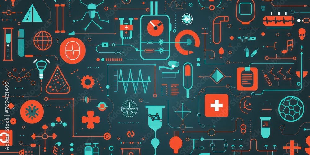 abstract tech futuristic innovative concept background with health technology pattern