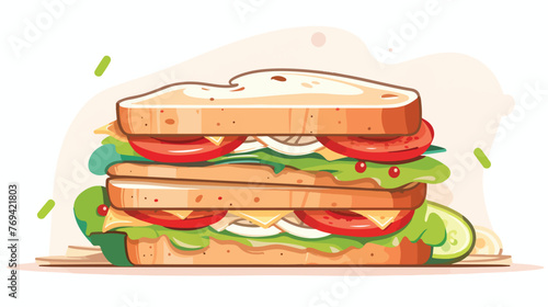 Sandwich delicious food flat cartoon vactor illustr