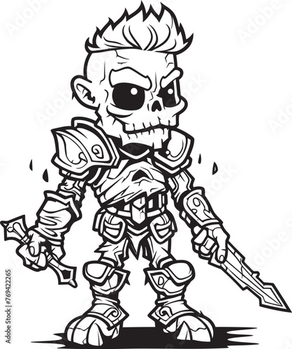 Ghostly Protector Zombie Knight Soldier Black Emblem Design Sinister Sentinel Zombie Knight Soldier Black Icon Emblem